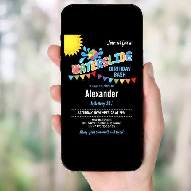 Waterslide birthday party Invitation (Front Digital)