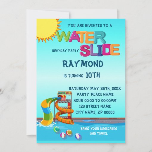 Waterslide Birthday Party Invitation | Zazzle