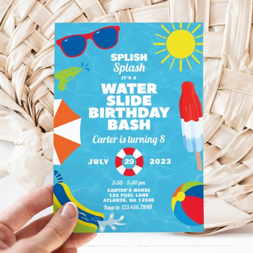Waterslide Birthday Party Invitation