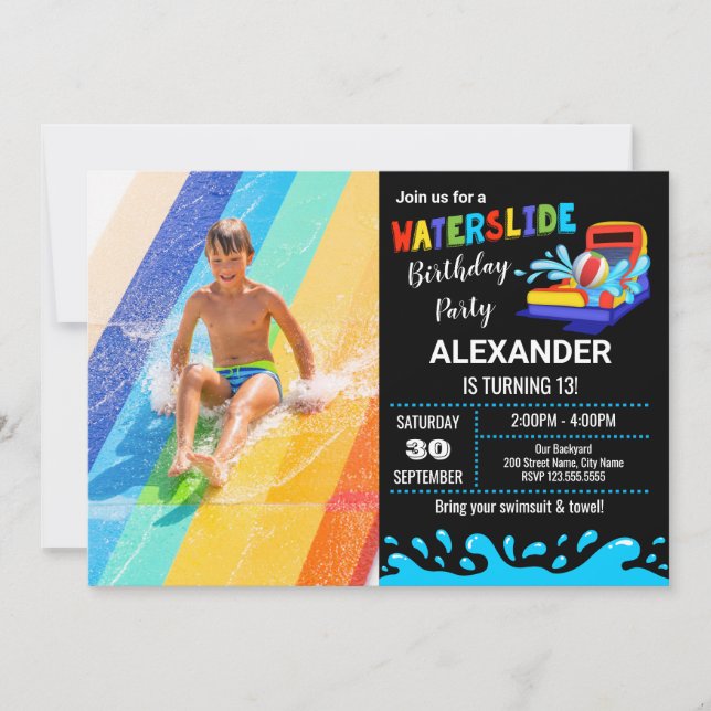 Waterslide Birthday Party Invitation (Front)