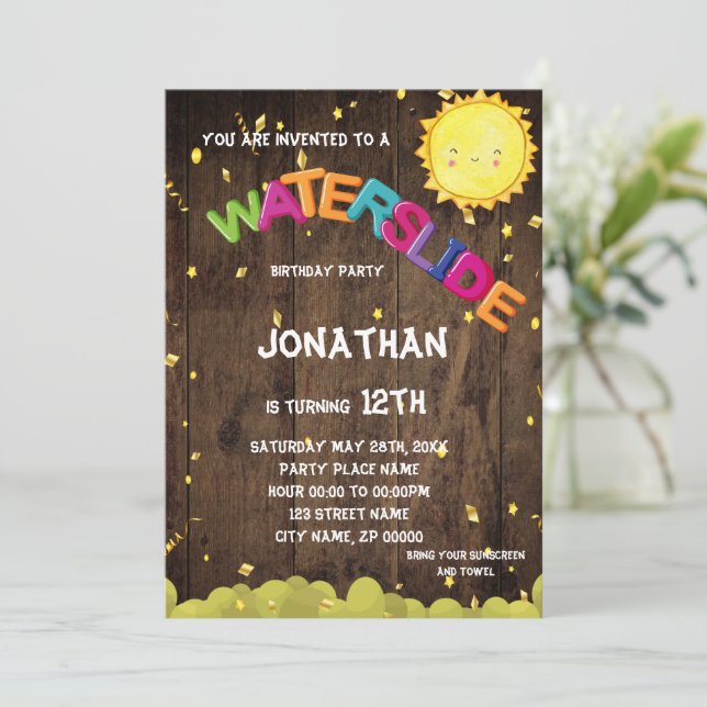 Waterslide Birthday Party Invitation (Standing Front)