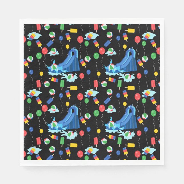 Waterslide Kids Summer Boy Girl Fun Napkins (Front)