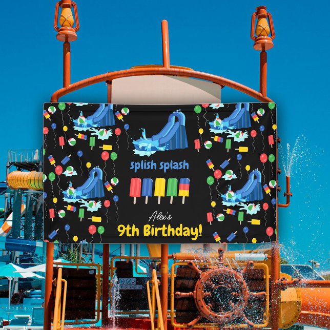 Waterslide Kids Summer Splish Splash Birthday Banner (Waterslide Kids Summer Splish Splash Birthday Banner)
