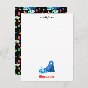 Waterslide Kids Summer Splish Splash Birthday Note Card