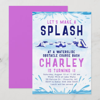 Waterslide Obstacle Course Birthday invitation