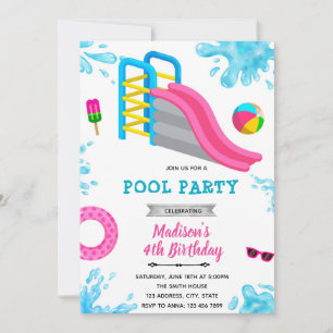 Waterslide party birthday invitation