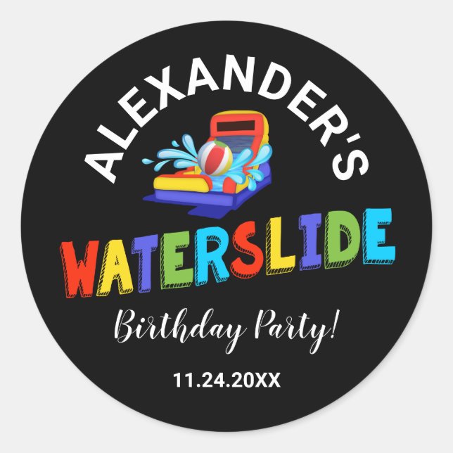 Waterslide Summer Birthday Party Sticker (Front)