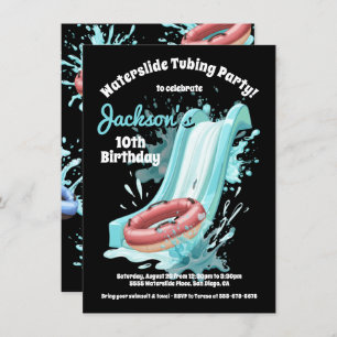 Waterslide Tubing Pool Birthday Party Invitation