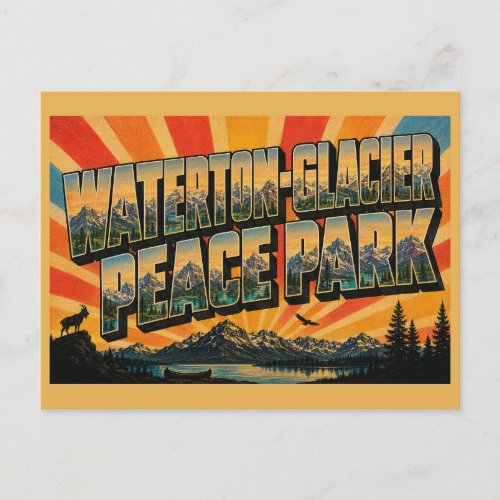 Waterton-Glacier Peace Park Rocky Mountain Lakes Postcard