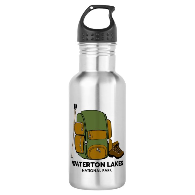 Waterton Lakes National Park Backpack Stainless Steel Water Bottle (Front)