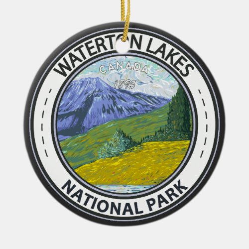 Waterton Lakes National Park Canada Badge Ceramic Ornament