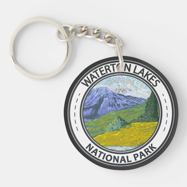 Waterton Lakes National Park Canada Badge Keychain (Front)