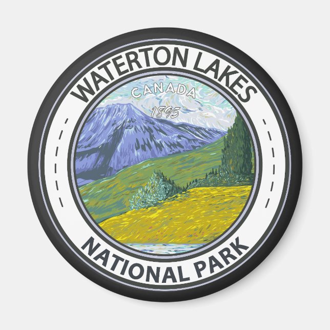 Waterton Lakes National Park Canada Badge Magnet (Front)