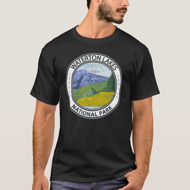 Waterton Lakes National Park Canada Badge T-Shirt (Front)