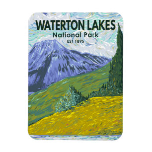 Waterton Lakes National Park Canada Travel Vintage Magnet