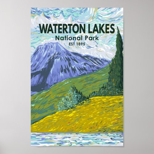 Waterton Lakes National Park Canada Travel Vintage Poster