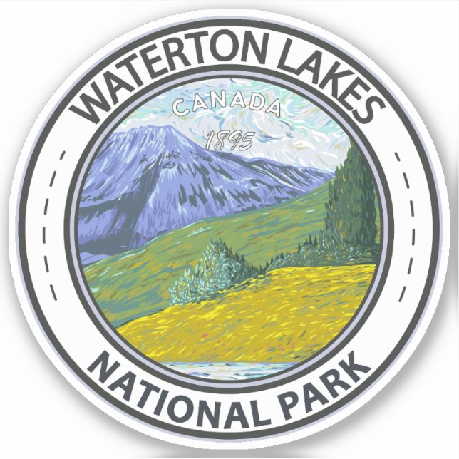 Waterton Lakes National Park Canada Travel Vintage Sticker (Front)