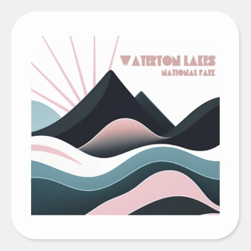 Waterton Lakes National Park Colored Hills Square Sticker