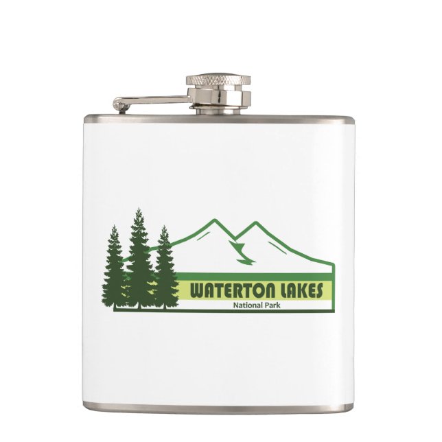 Waterton Lakes National Park Green Stripes Flask (Front)