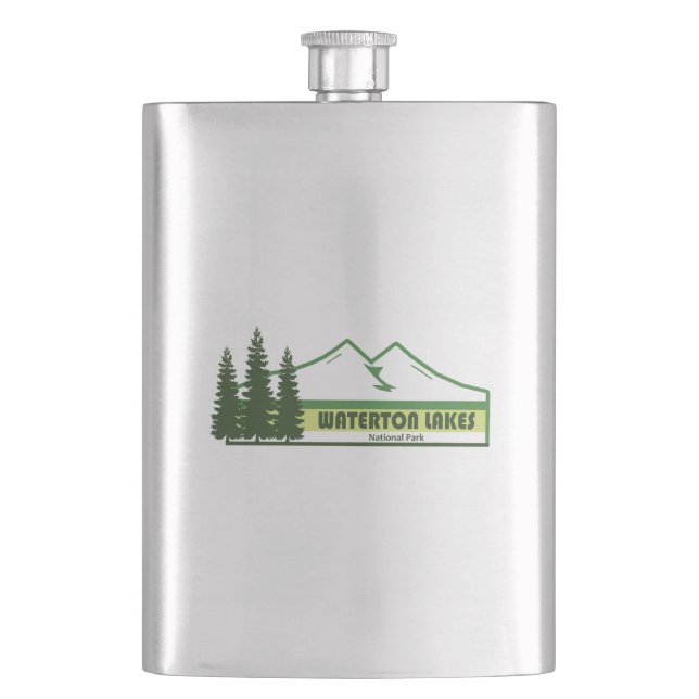 Waterton Lakes National Park Green Stripes Flask (Front)