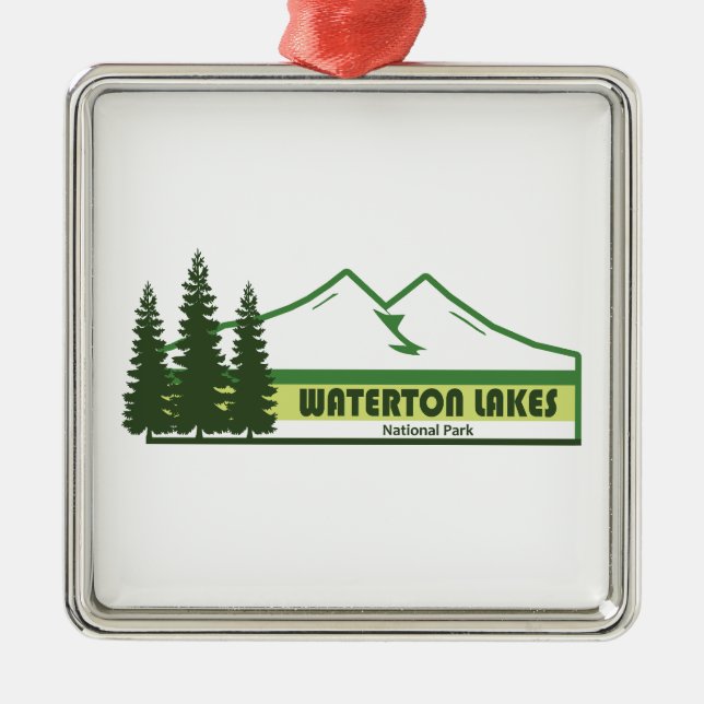 Waterton Lakes National Park Green Stripes Metal Ornament (Front)