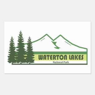 Waterton Lakes National Park Green Stripes Rectangular Sticker
