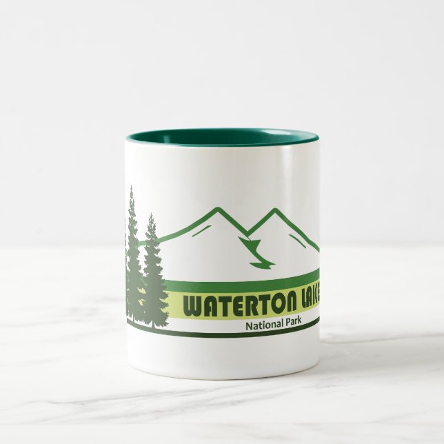 Waterton Lakes National Park Green Stripes Two-Tone Coffee Mug (Center)