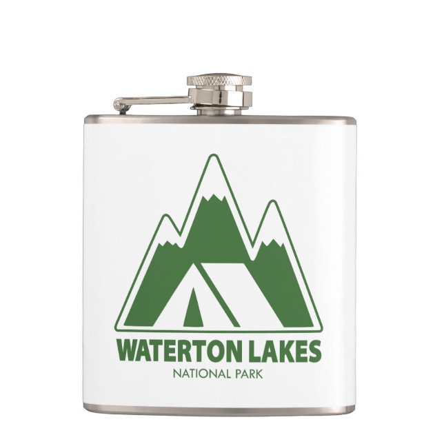 Waterton Lakes National Park Mountains Camping Flask (Front)