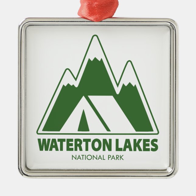 Waterton Lakes National Park Mountains Camping Metal Ornament (Front)