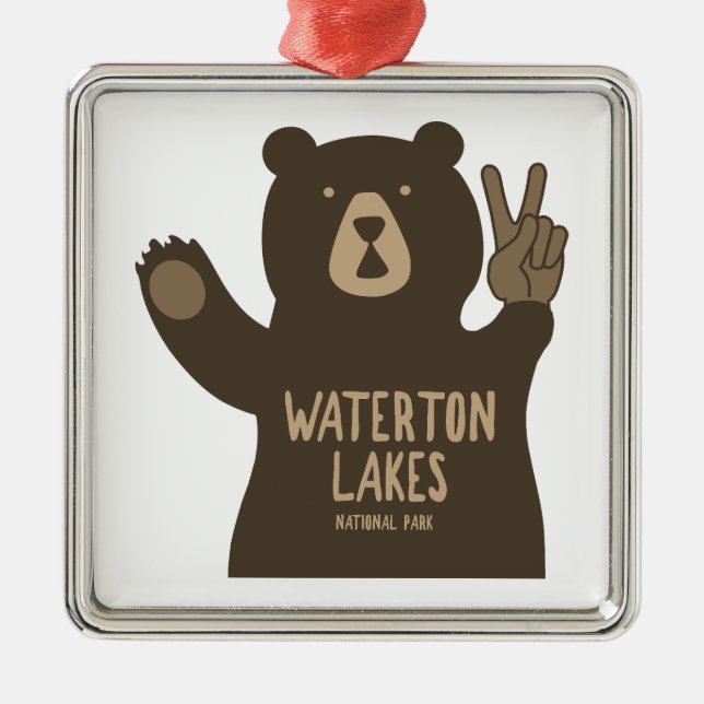 Waterton Lakes National Park Peace Bear Metal Ornament (Front)