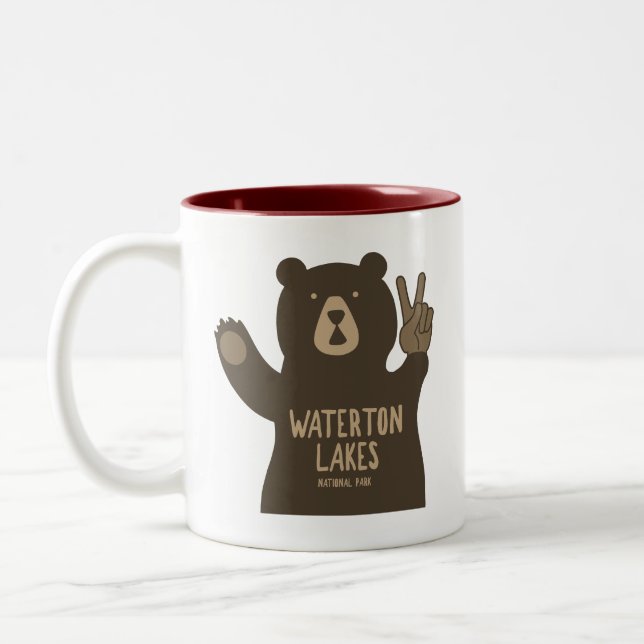 Waterton Lakes National Park Peace Bear Two-Tone Coffee Mug (Left)