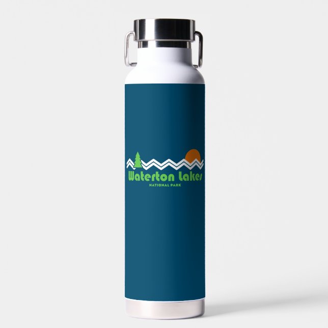 Waterton Lakes National Park Retro Water Bottle (Front)