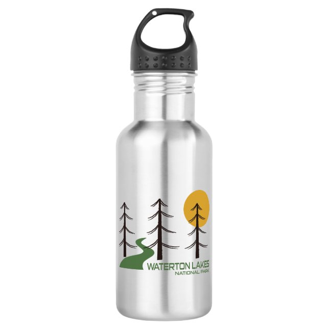 Waterton Lakes National Park Trail Stainless Steel Water Bottle (Front)