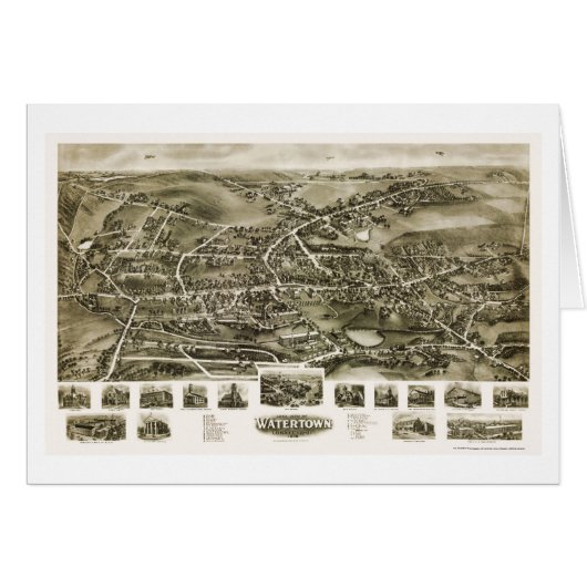 Watertown, CT Panoramic Map - 1918 Cards (Front Horizontal)
