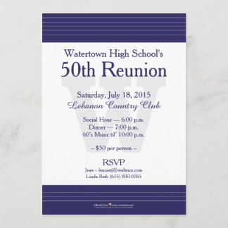 Watertown High School Class Reunion Invitations
