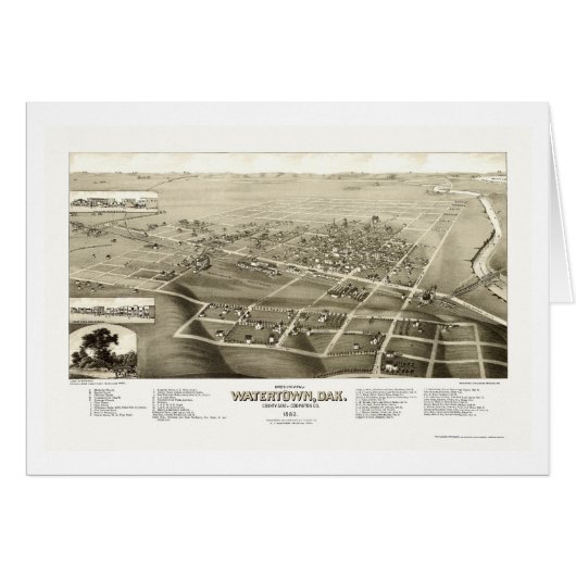 Watertown, SD Panoramic Map - 1883 Cards (Front Horizontal)