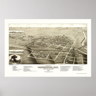 Watertown, SD Panoramic Map - 1883 Poster