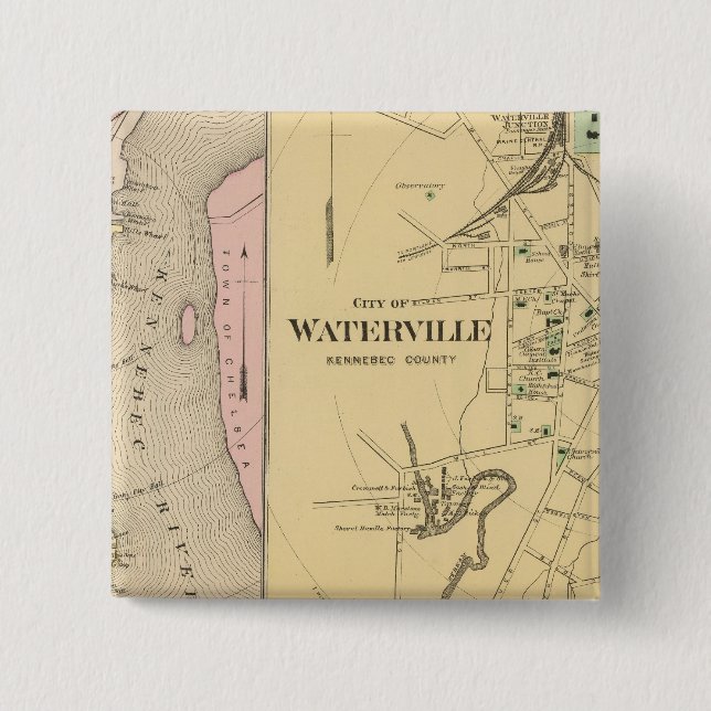 Waterville, Kennebec Co Pinback Button (Front)