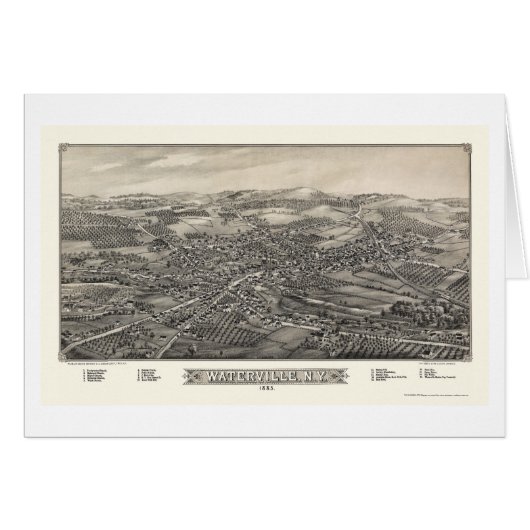Waterville, NY Panoramic Map - 1885 Cards (Front Horizontal)