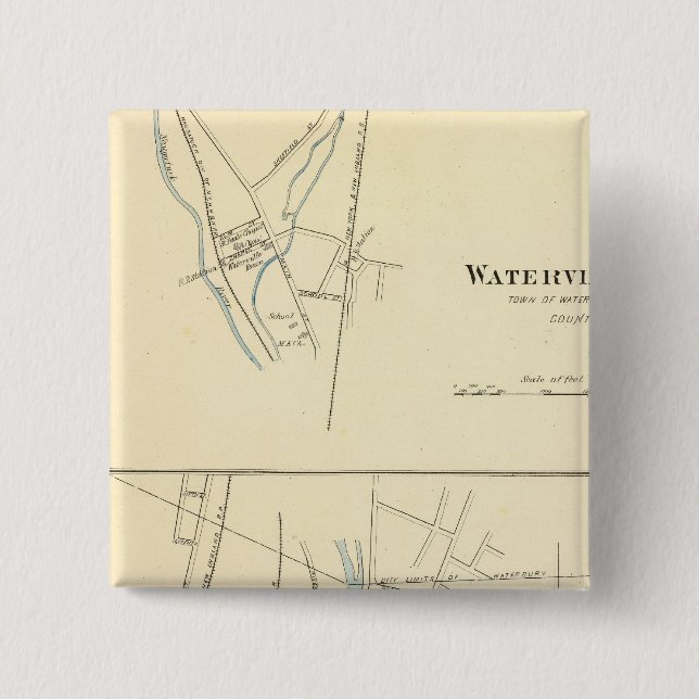 Waterville, S of Waterbury Pinback Button (Front)