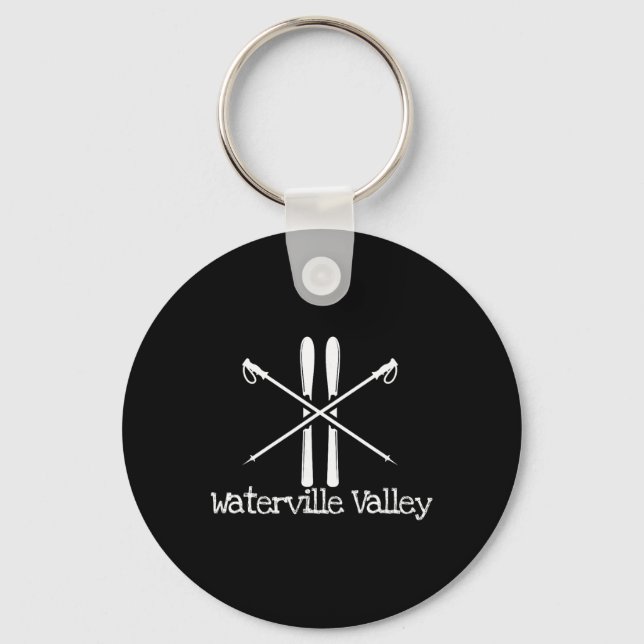 Waterville Valley Rustic Ski Skis Skiing Poles Ski Keychain (Front)