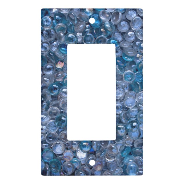 Watery Blue and Clear Reflective Glass Marbles Light Switch Cover (Front)