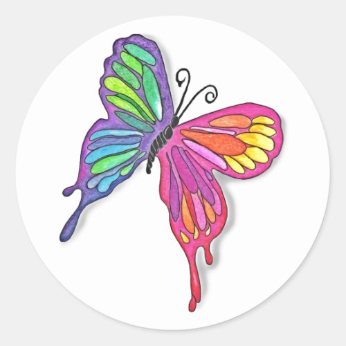 Watery  Butterfly Classic Round Sticker
