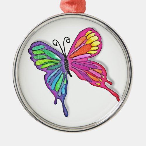 Watery  Butterfly Metal Ornament