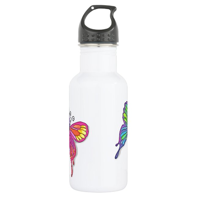 Watery  Butterfly Stainless Steel Water Bottle (Front)