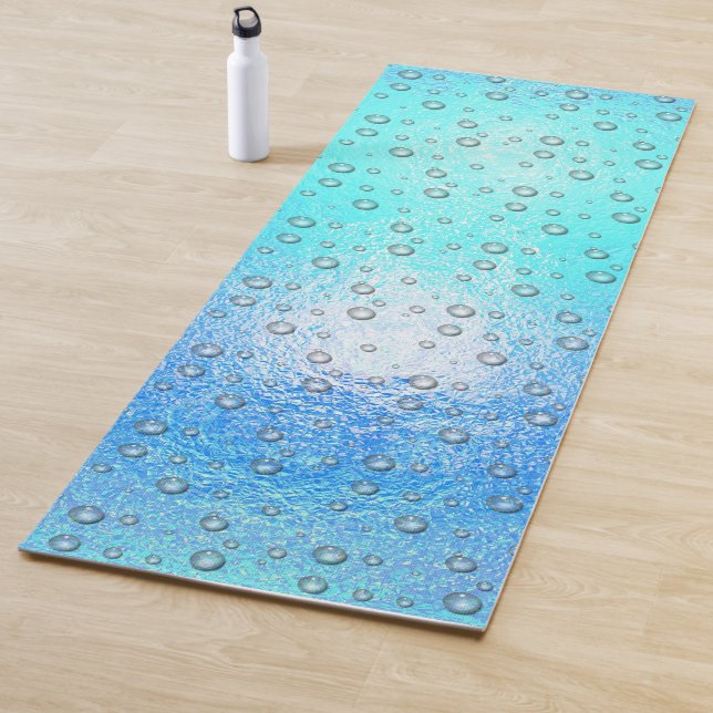 Watery Effect, Frozen Texture with Water Drops Yoga Mat (In Situ)