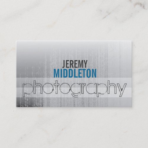 Watery Grey Striped Photography Business Card