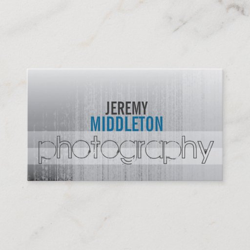 Customizable Watery Grey Striped Photography Business Card
