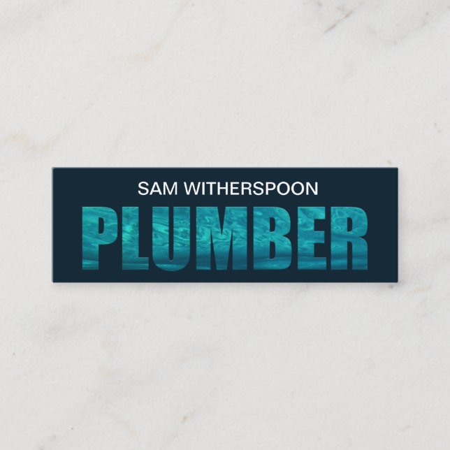 Watery Plumber Signage Plumbing Service Mini Business Card (Front)