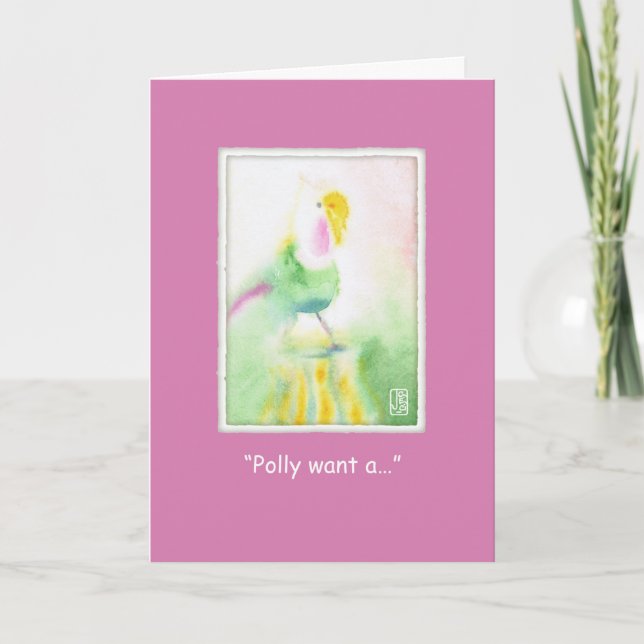 Watery Watercolor Parrot Dinner Invite Card (Front)